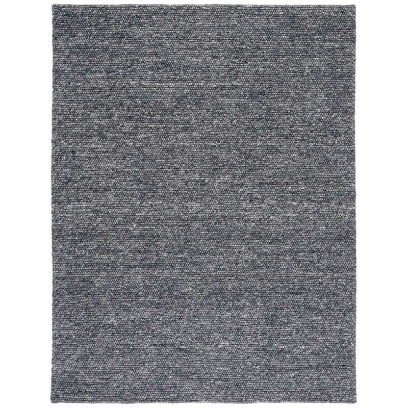 Tapis gris foncé fait à la main Elle, Rectangle de 10 pi x 14 pi
