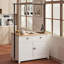 Îlot de cuisine 42 po avec rangement, table pour îlot multifonctionnel avec tablettes à 2 niveaux, comptoir de cuisine avec 5 crochets pour la cuisine, la salle à manger-291607883