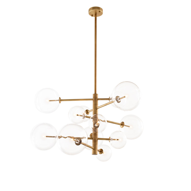 Argento 12 - Light Chandelier, Brass, 91" H x 35" W x 35" D