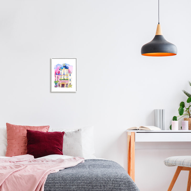 Glam Shop Building par Amelia Noyes, H 14 po x l 11 po x P 1,5 po, Giclée encadrée blanc bord de mer