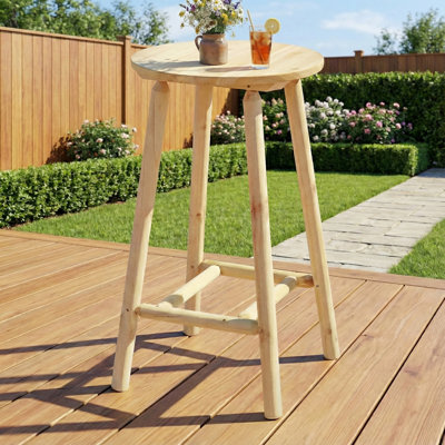  Outdoor Solid Wood Bar Table, 41.9” Round Log Patio Bar Counter Height Table, Rustic Adirondack High Top Bar Table, Heavy Duty Bistro Pub Table For Backyard, Deck & Indoor Use, Natural