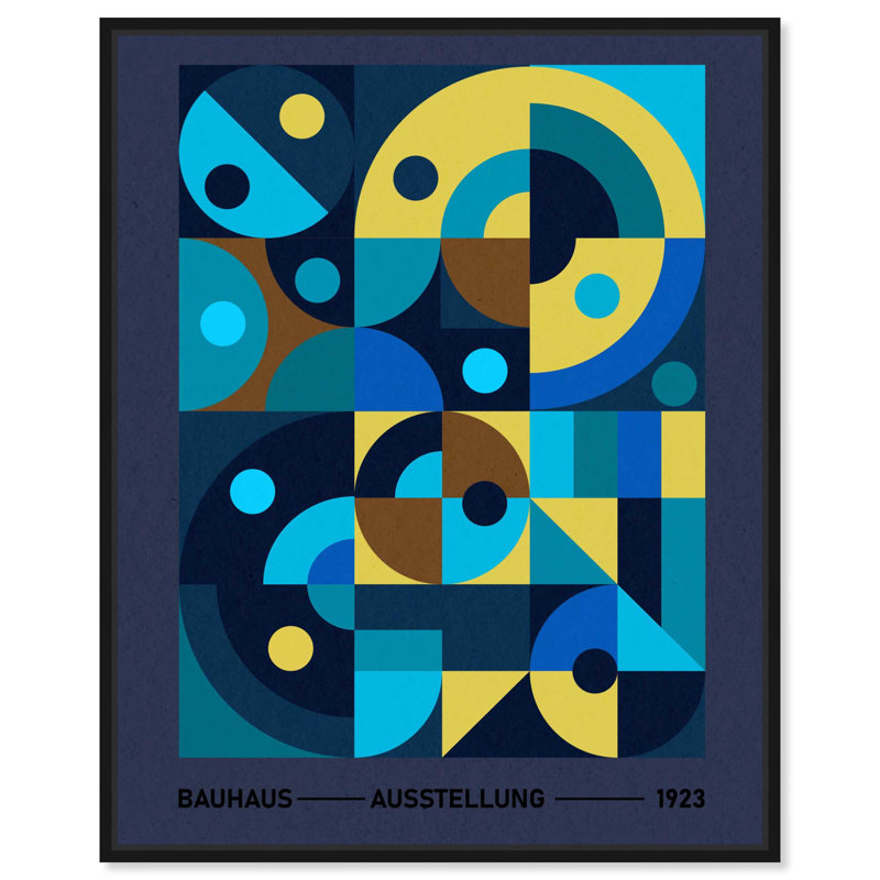 Toile Bauhaus par Art Remedy, H 21 po x l 17 po, Cadre flottant, Noir