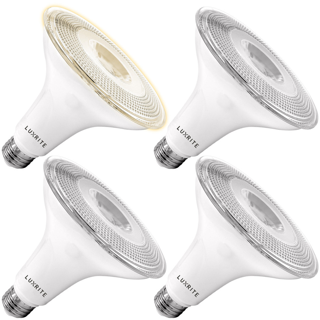 15 Watt (120 Watt Equivalent), PAR38 LED, Dusk to Dawn Light Bulb, E26/Medium (Standard) Base (Set of 4) Luxrite