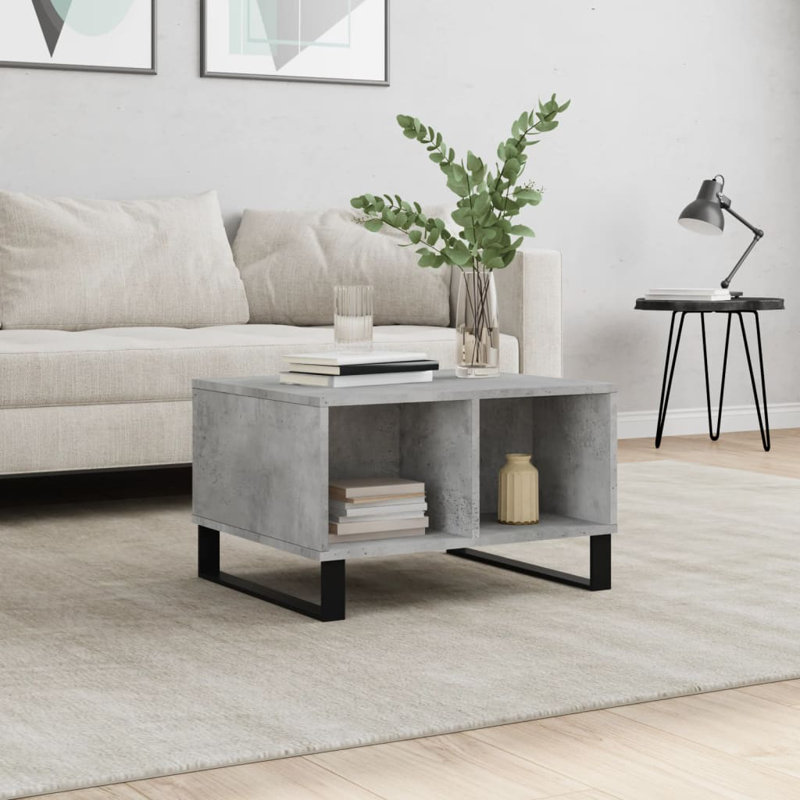 Mitra Sled Coffee Table with Storage, Concrete Grey
