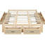 Grand lit plateforme avec 6 tiroirs, naturel antique, grand espace de rangement pour le linge de chambre dans les tiroirs, ajout élégant-130155808