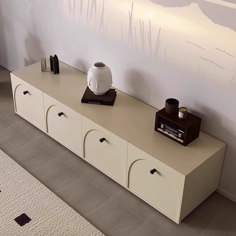 Meuble télé beige en bois manufacturé, H 16,54 po x L 14,96 po x l 62,99 po