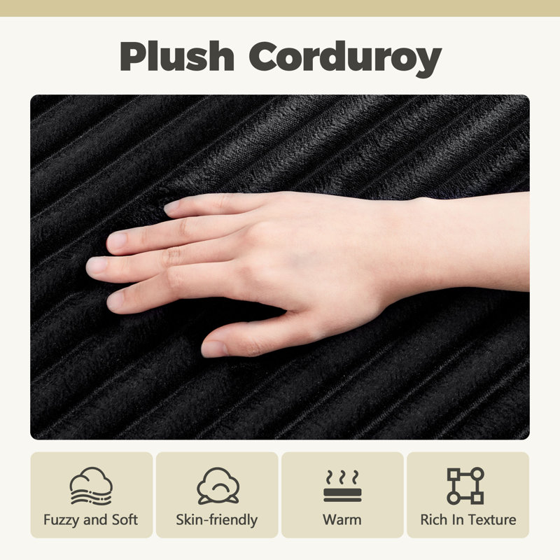 83.87"  Sleeper Sofa With Dual Mattress, Vivi Black Cotton/Corduroy