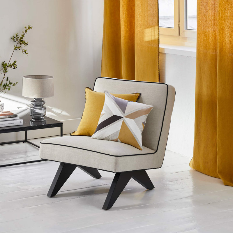 Nino Linen Curtain Single Panel, Yellow, 135 x 350cm