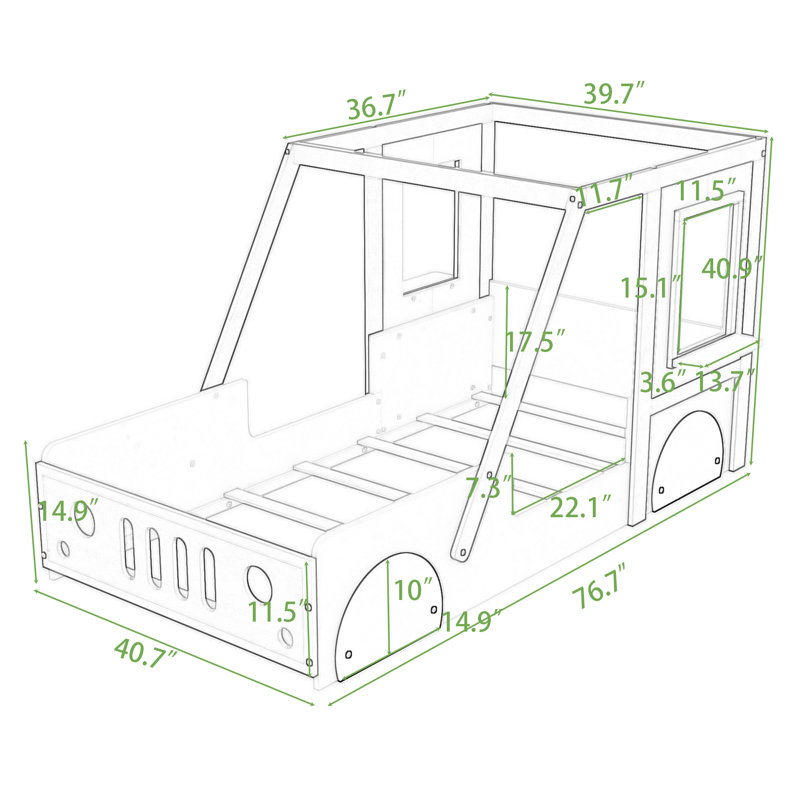 Lit plateforme simple en bois pour adolescents