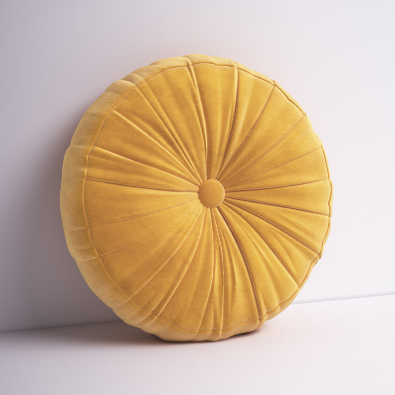 Therese 16" Tufted Round Throw Pillow, 16'' H X 16'' W, Yellow