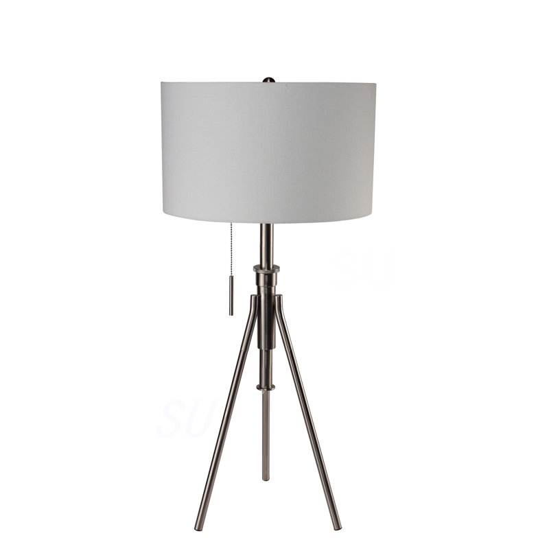 Lampe de table à trépied réglable 32-37 "H, Blanc doux, Gris