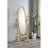59.25" Tall Standing Wooden Floor Mirror With Natural Finish, Oval Shape-48479507