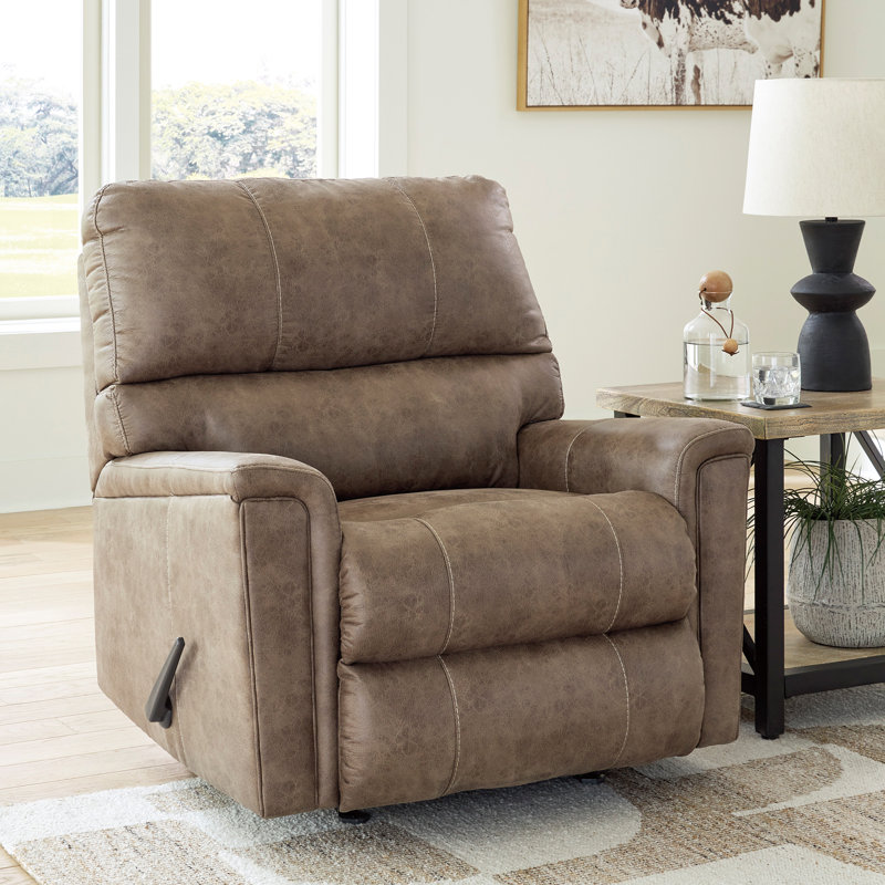 Faux Leather Recliner, Brown Faux Leather