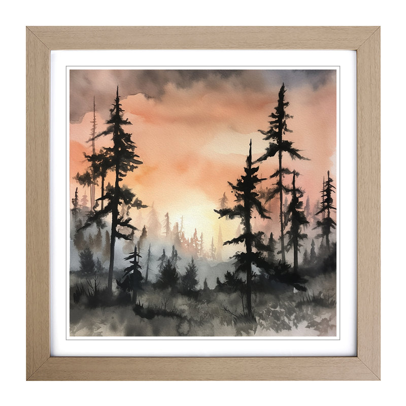 Sunrise Ink Wash No.6 - Framed Print, Oak