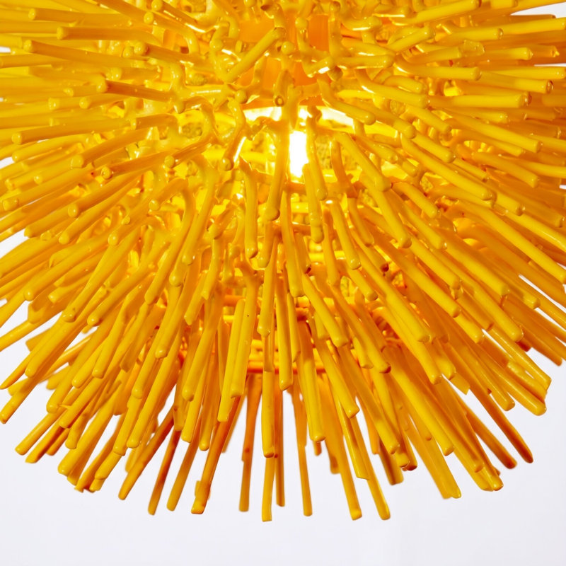 Luminaire suspendu sphérique unique à 1 lumière Urchin, H 6 po x l 6,25 po x P 6,25 po, Jaune vif