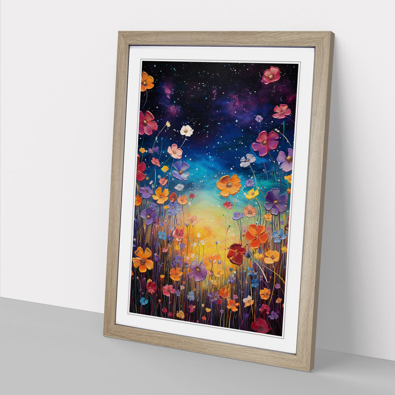 Cosmos Colour Field - Single Picture Frame Rectangle Print on Wood, Oak Framed, 64cm H x 46cm W