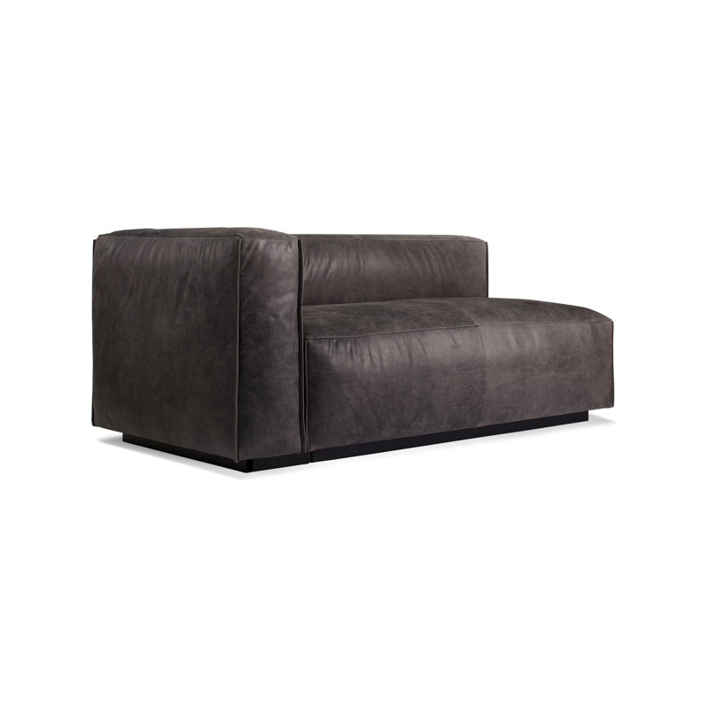 Cleon Upholstered Chaise Lounge, Slate Genuine Leather, Left Hand Facing