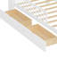 Lit simple blanc avec rangement pour tête de lit et garde-corps - Cadre spacieux spacieux de conception moderne avec tiroir-2133002536