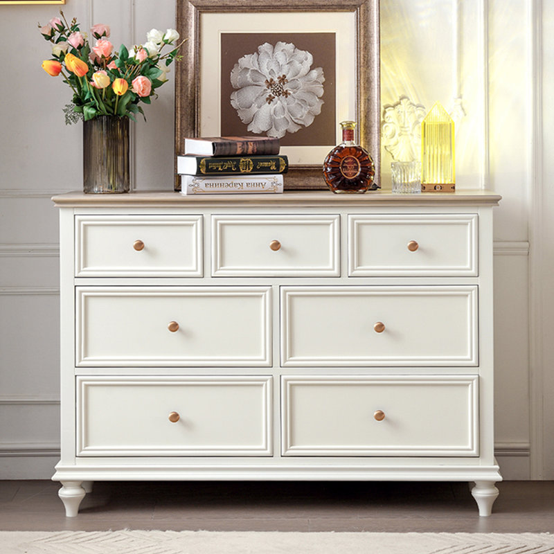 Commodes décoratives modernes en bois massif. Commode d'appoint en bois massif, Kaki / blanc crème