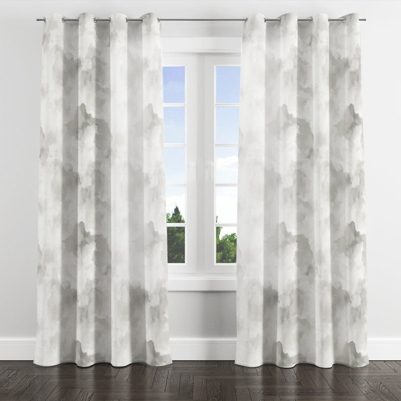Abstract Curtain panels - Modern Aziyah Grommet Curtain - 1 Panel, 52" W x 63" L, Silver Grommets
