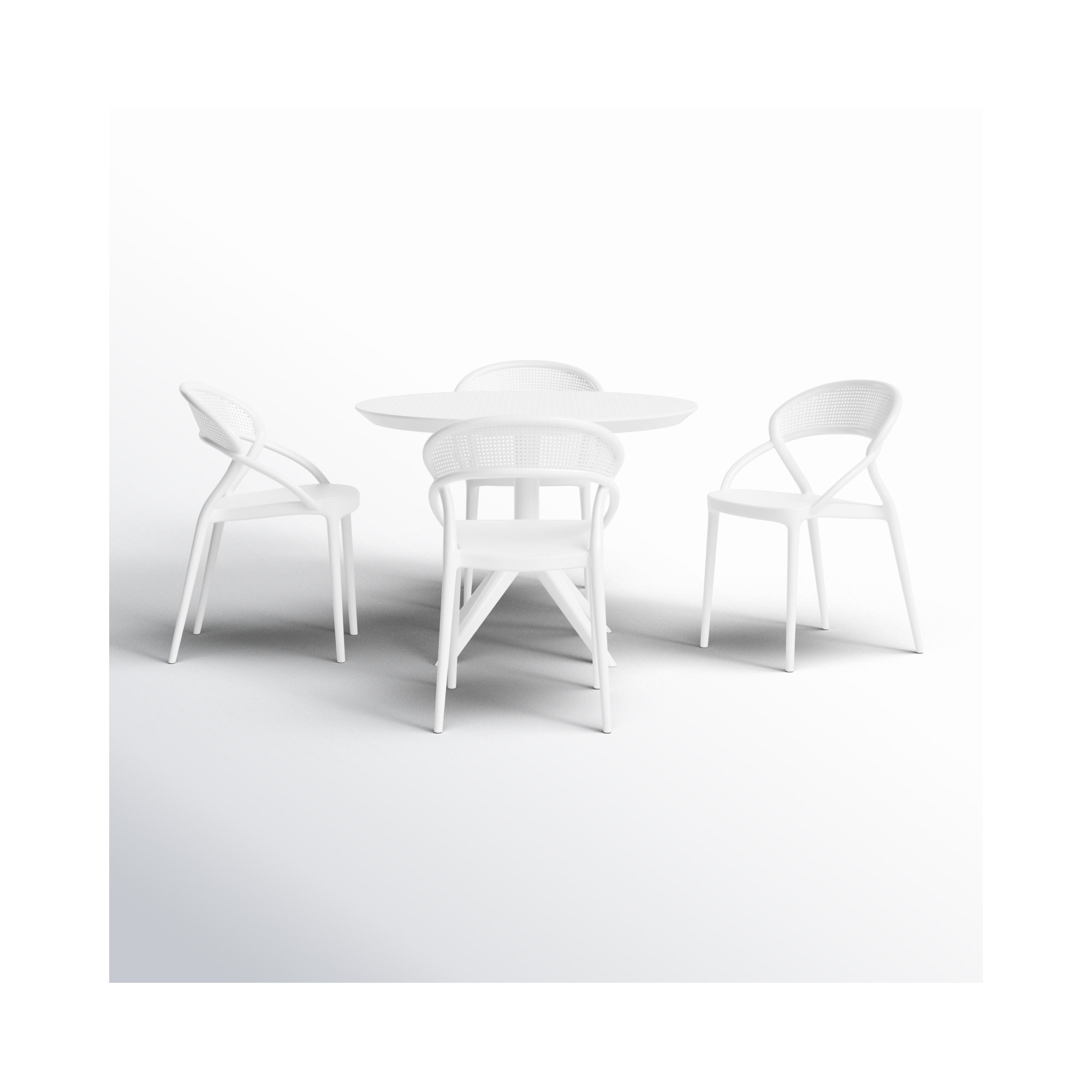 Farrah 41" Round 4 - Person Dining Set, White