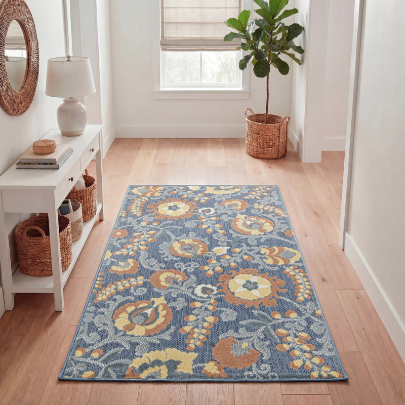 Tapis bleu / gris Gregori, Rectangle 2 pi 8 po x 4 pi