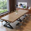 Table de salle à manger rectangulaire moderne en bois massif de noyer-730409977