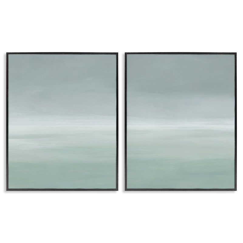 Ensemble de 2 giclées encadrées Hampton Mist Gradient, par Grace Popp, H 14 po x l 22 po, Giclée encadrée noir minuit