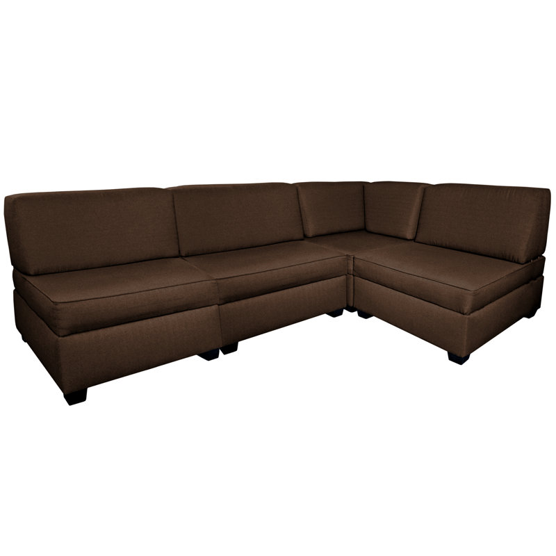 Canapé modulaire réversible de coin avec repose-pieds Anke, H 18 po x l 72 po x P 72 po, Espresso brun