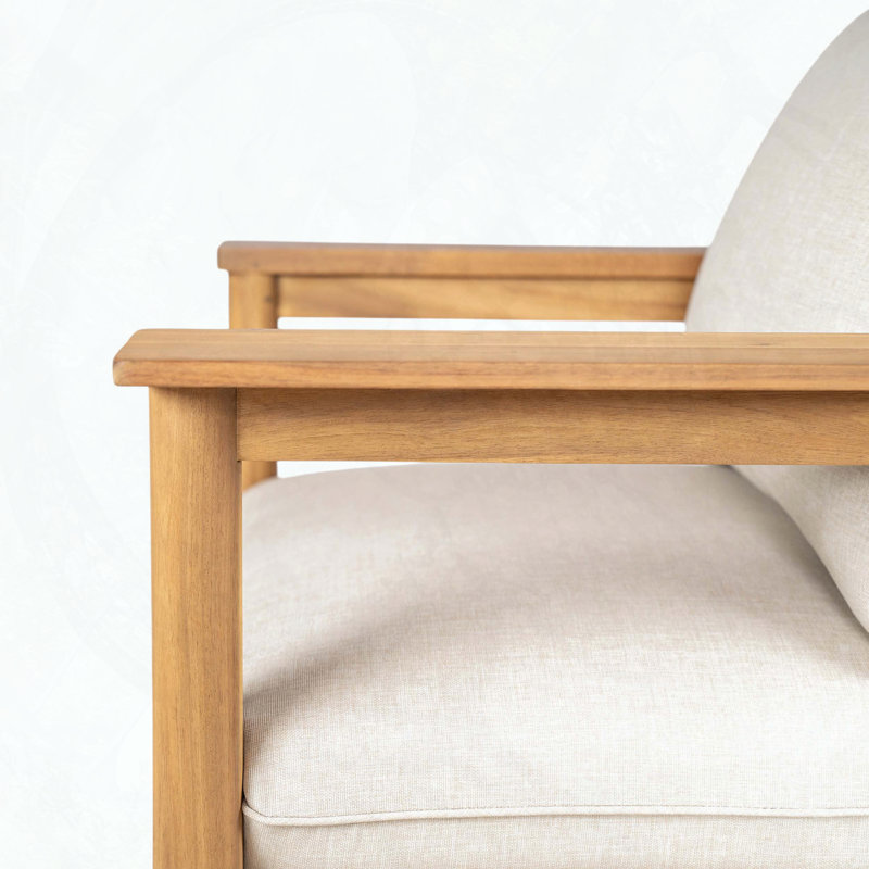 Ensemble de 2 chaises longues en bois d'acacia avec coussins, dossier large et accoudoirs