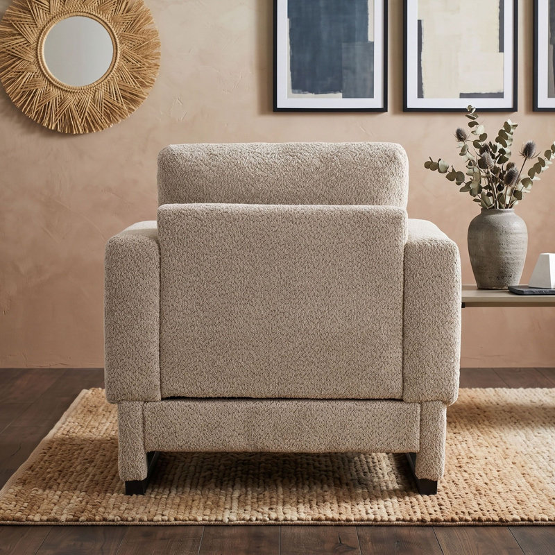 Fauteuil d'appoint rembourré à accoudoirs carrés, Brun