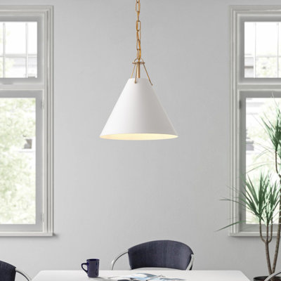 1-Light White Adjustable Iron Pendant