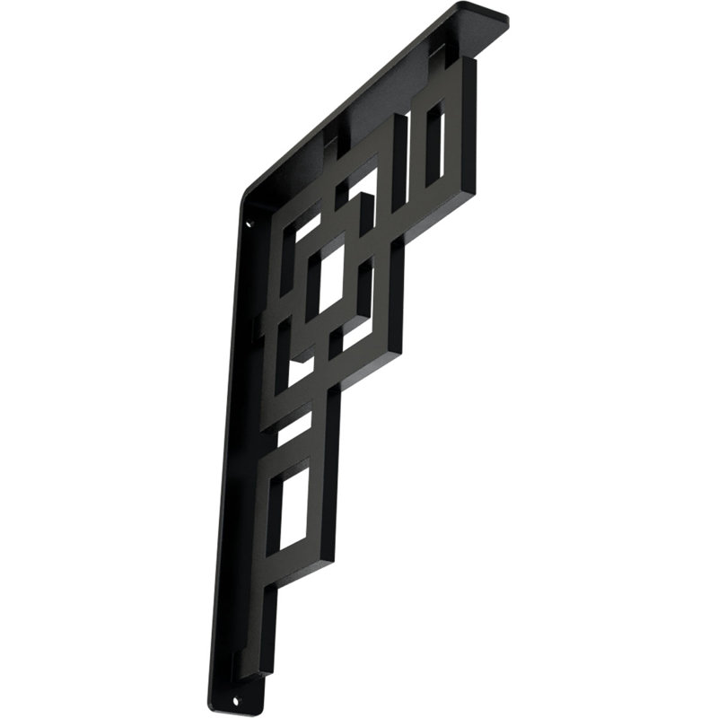Support en fer forgé Eris de 1 1/2 po x P 10 po x H 12 po (support central simple), thermolaqué noir, Noir