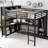 Metal Loft Bed With Wardrobe And L-Shaped Desk, Loft Bed With Storage Cubes For Kids Teens Adults-778933334-778933320
