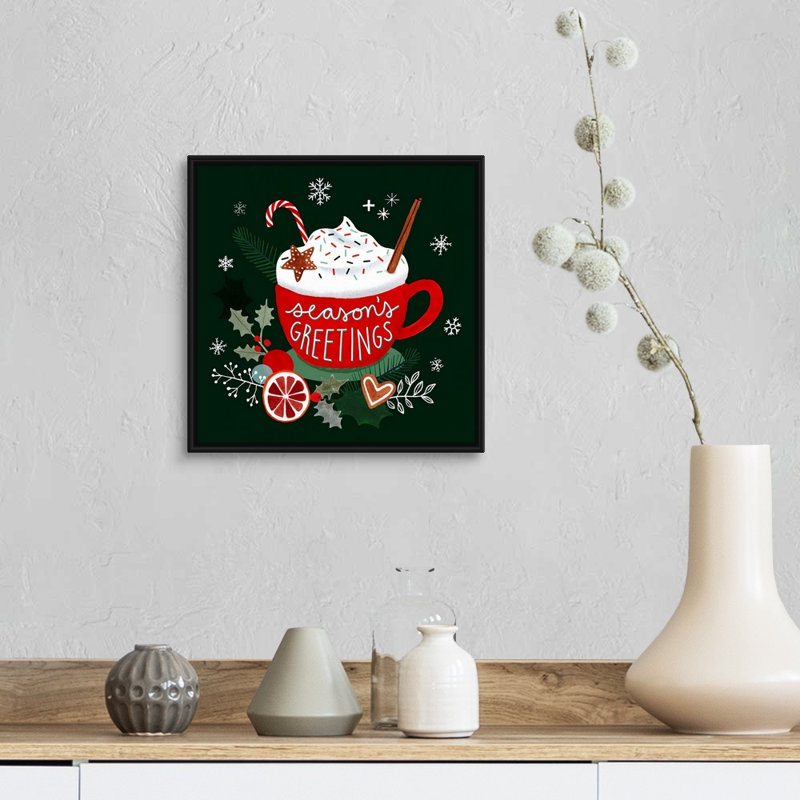 «Christmas Comforts I» par Victoria Borges - reproduction d'art textuel sur toile, H 14 po x l 14 po x P 1,75 po, Cadre noir
