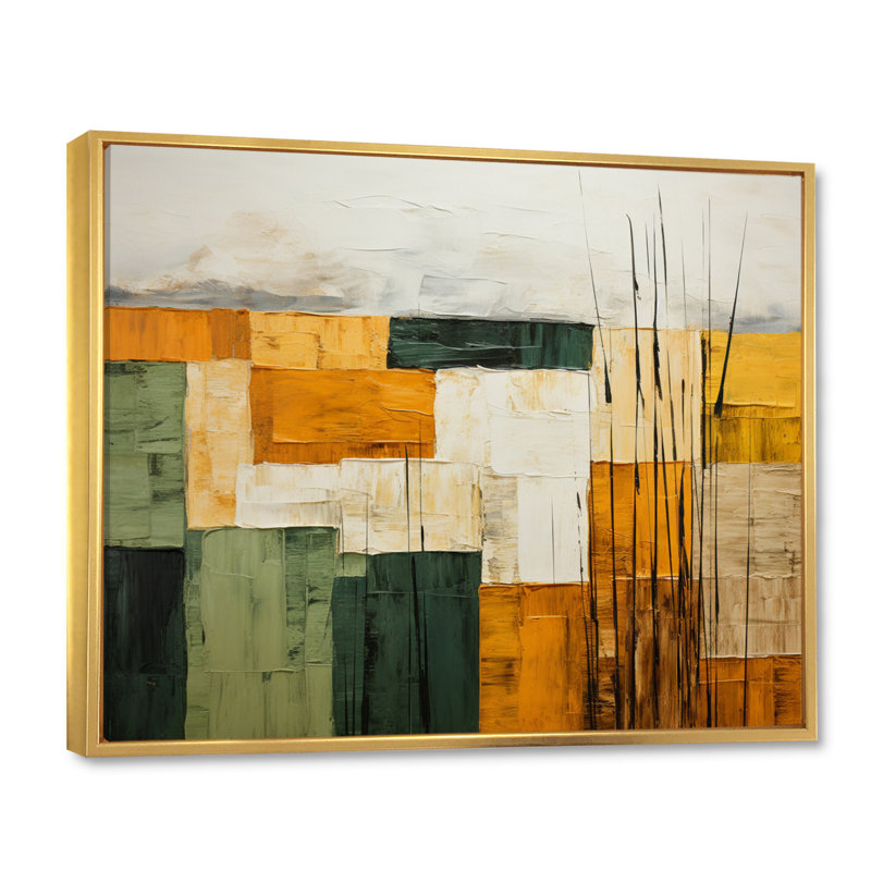 Cubism Geometric Plains I - Cubism Canvas Prints, H 30 po x l 40 po x P 1,5 po, Cadre flottant doré