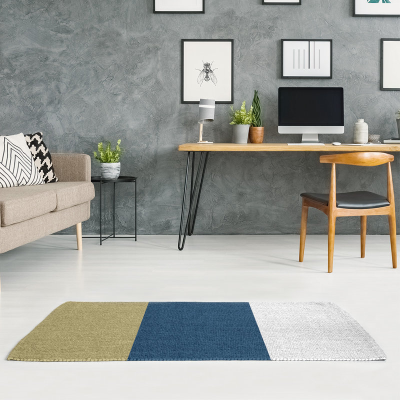 Tapis doré/bleu, Rectangle 2 pi x 3 pi