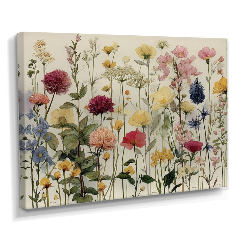 Délicat mur de fleurs sauvages - impressions sur toile de fleurs sauvages, art mural floral rouge, H 30 po x l 40 po