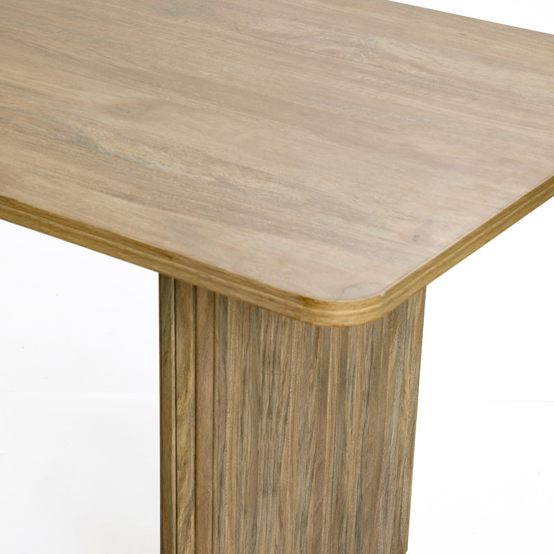 63'' Rectangular Dining Table for 6, Oak Wood MDF Kitchen Table with Fluted Base