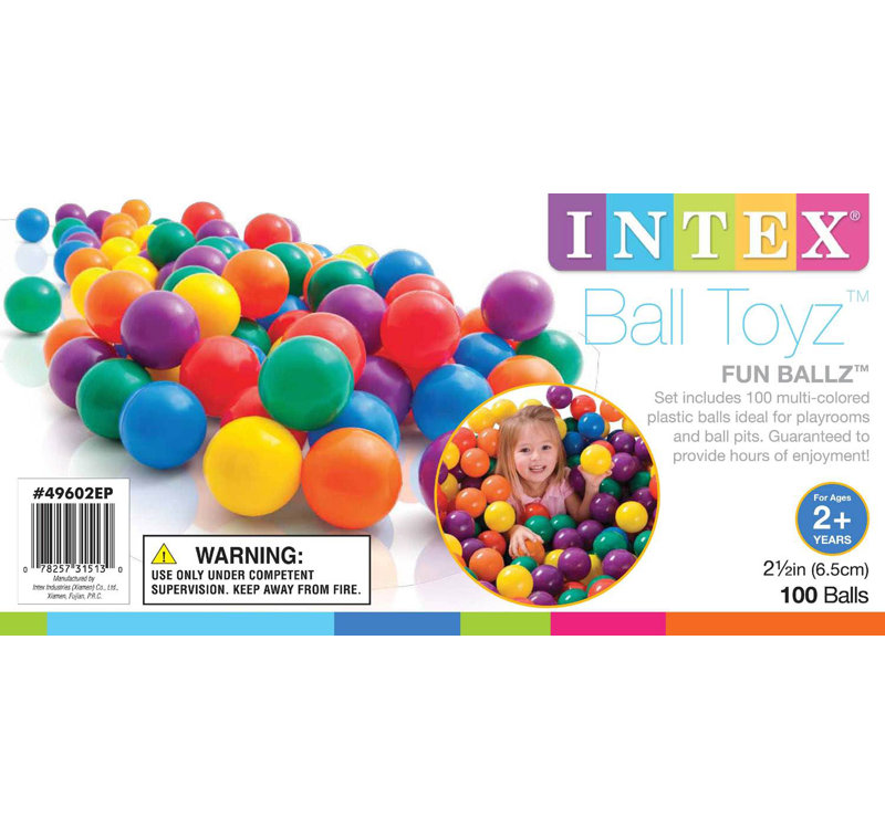 Intex 100-Pack Small Plastic Multi-Colored Fun Ballz for Bounce House