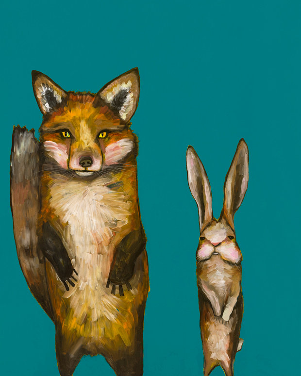 Fox Rabbit Art GreenBox Art Fox & Rabbit Wedding Day - Wrapped Canvas Acrylic Painting ...