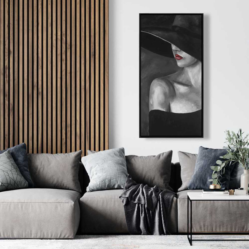 «Mysterious Woman with Hat - Beauty Fashion», art sur toile | Décoration