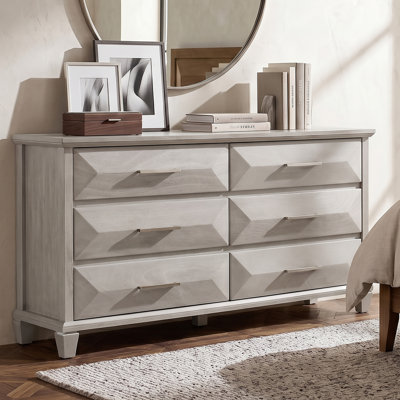 Claypoole 56" W Solid Wood 6-Drawer Double Dresser