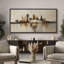 «Neutral Gold City Skyline», impression sur toile encadrée pour chambre principale-1735113589-1735113591