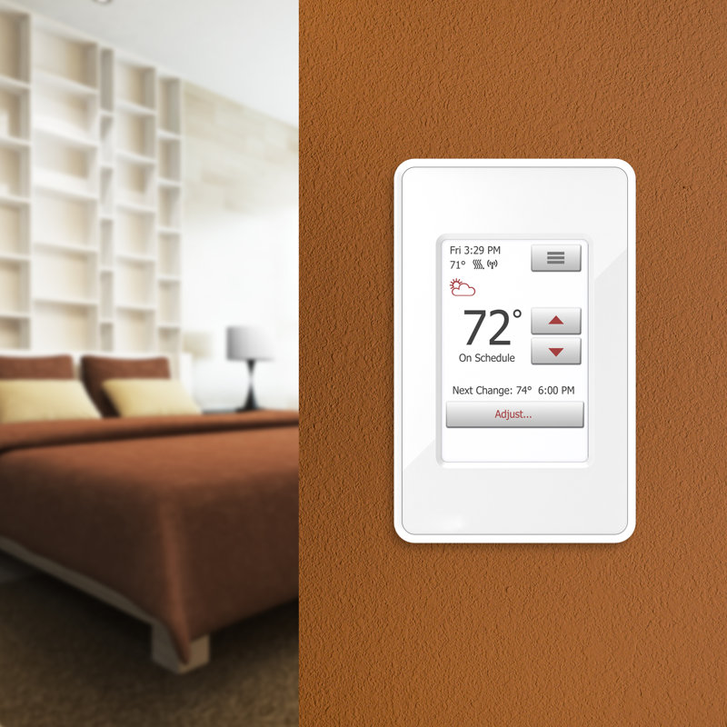 White Programmable Touchscreen Thermostat with Floor Sensor