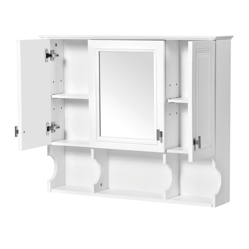 Armoire à pharmacie murale 35 po x 28 po, armoire de salle de bain moderne avec miroir, armoire à miroir avec tablettes ouvertes, rangement pour salle de bain