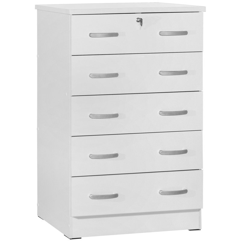 Commode 5 tiroirs Luker, blanc