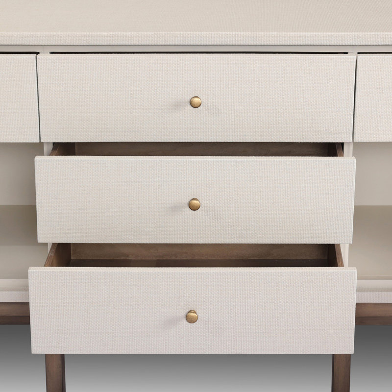Fiona 78" Sideboard, Ivory Painted Raffia