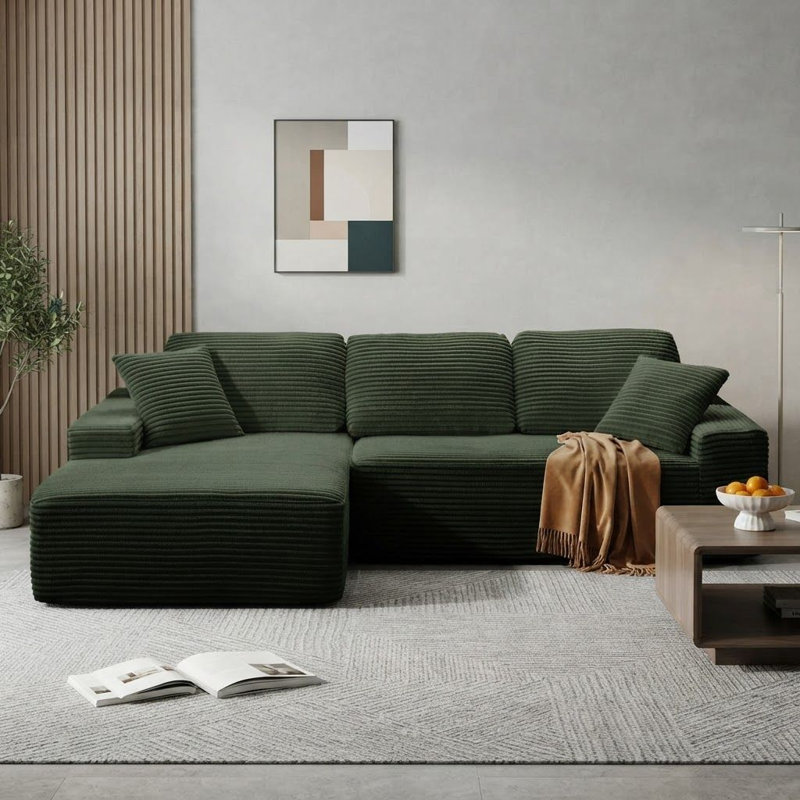 93.7 " Corduroy Sofa, Green