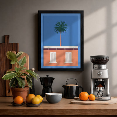 Palm and Brick Modern - Framed Print